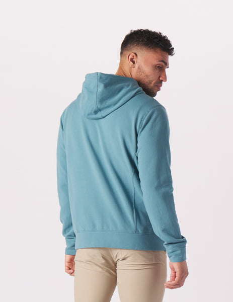 Relaxed Fit Half-zip Hoodie - Turquoise - Men