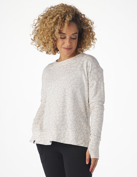 Lounge Long Sleeve: Oatmilk White Leopard