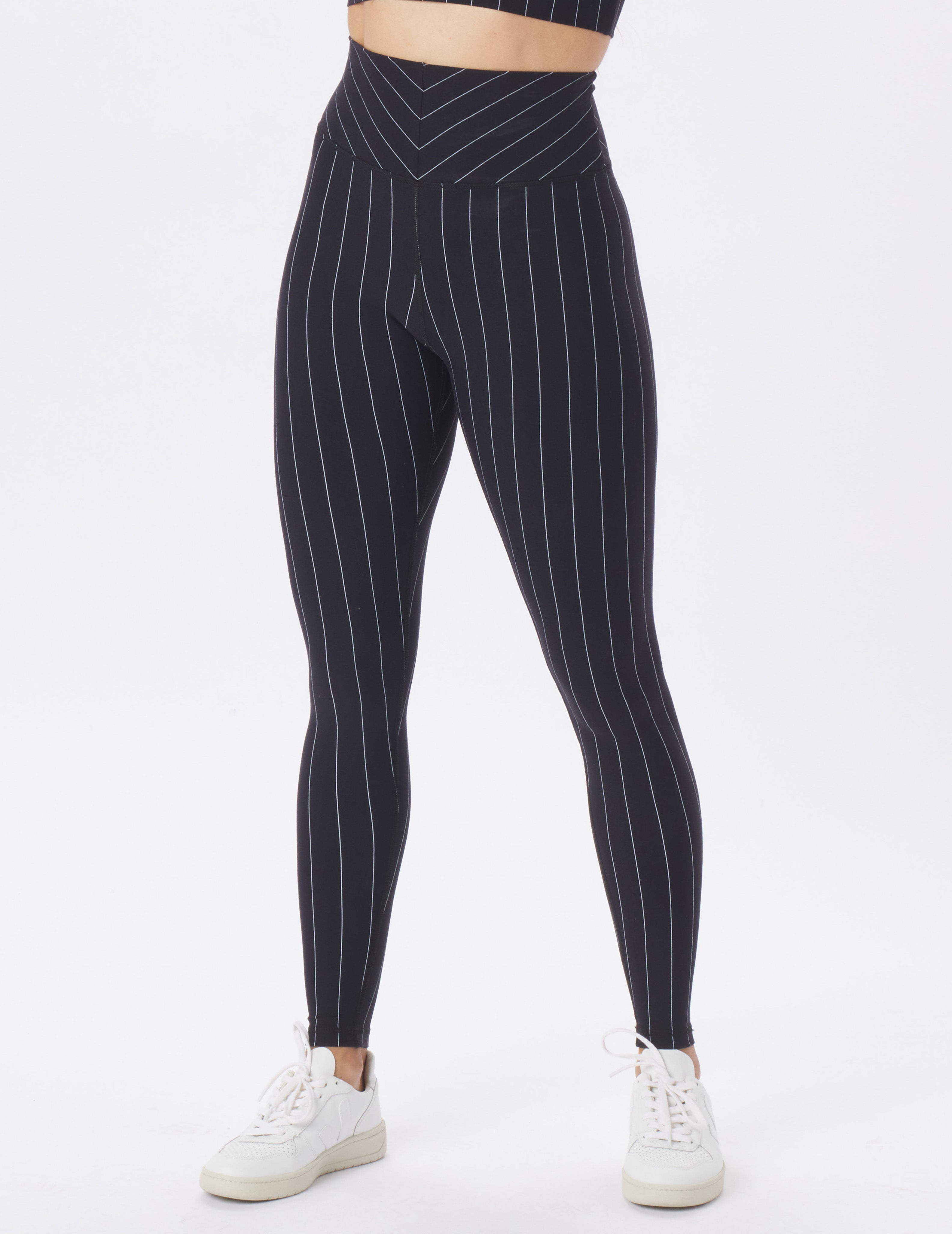 Black and on sale white pinstripe leggings