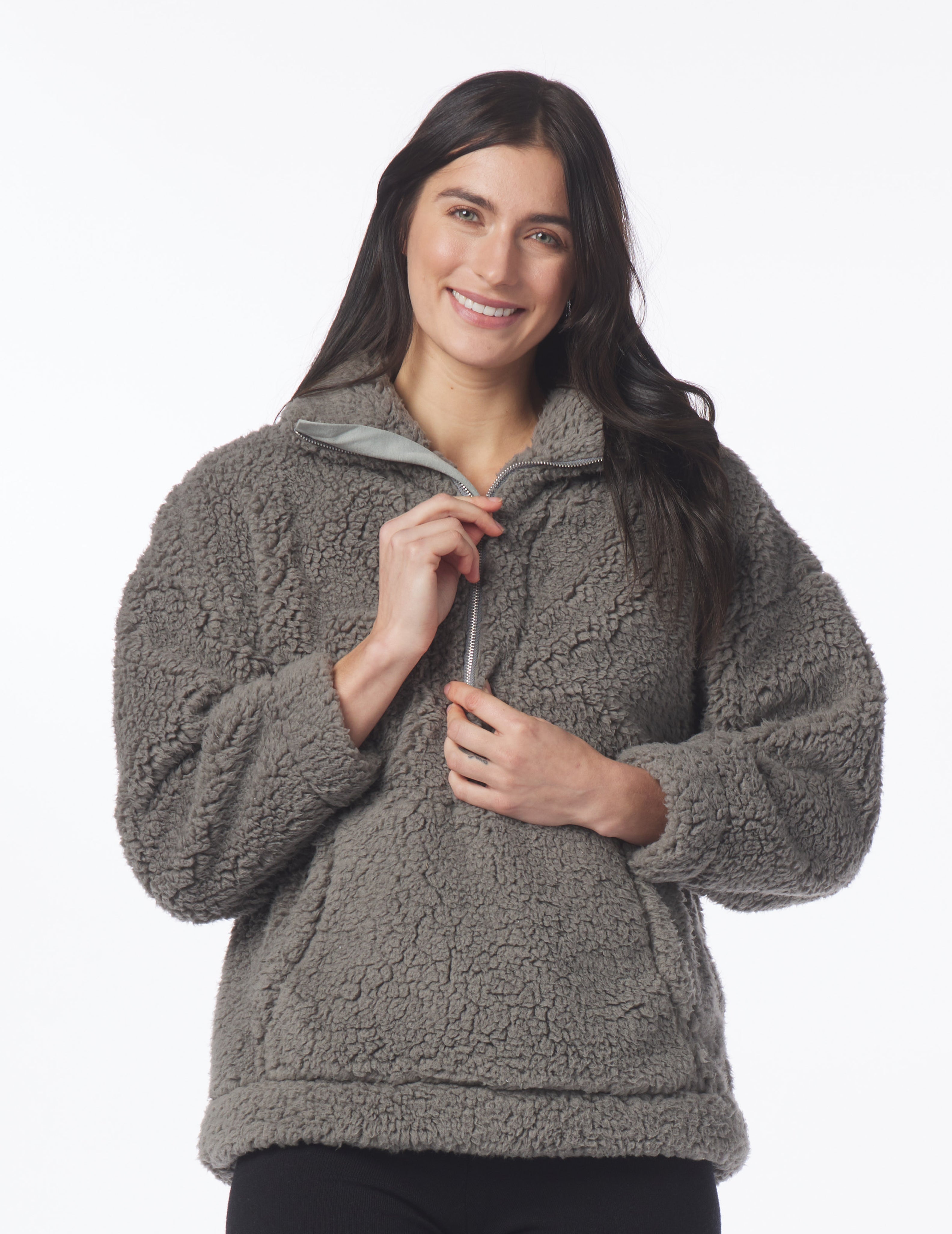 Grey sherpa best sale quarter zip