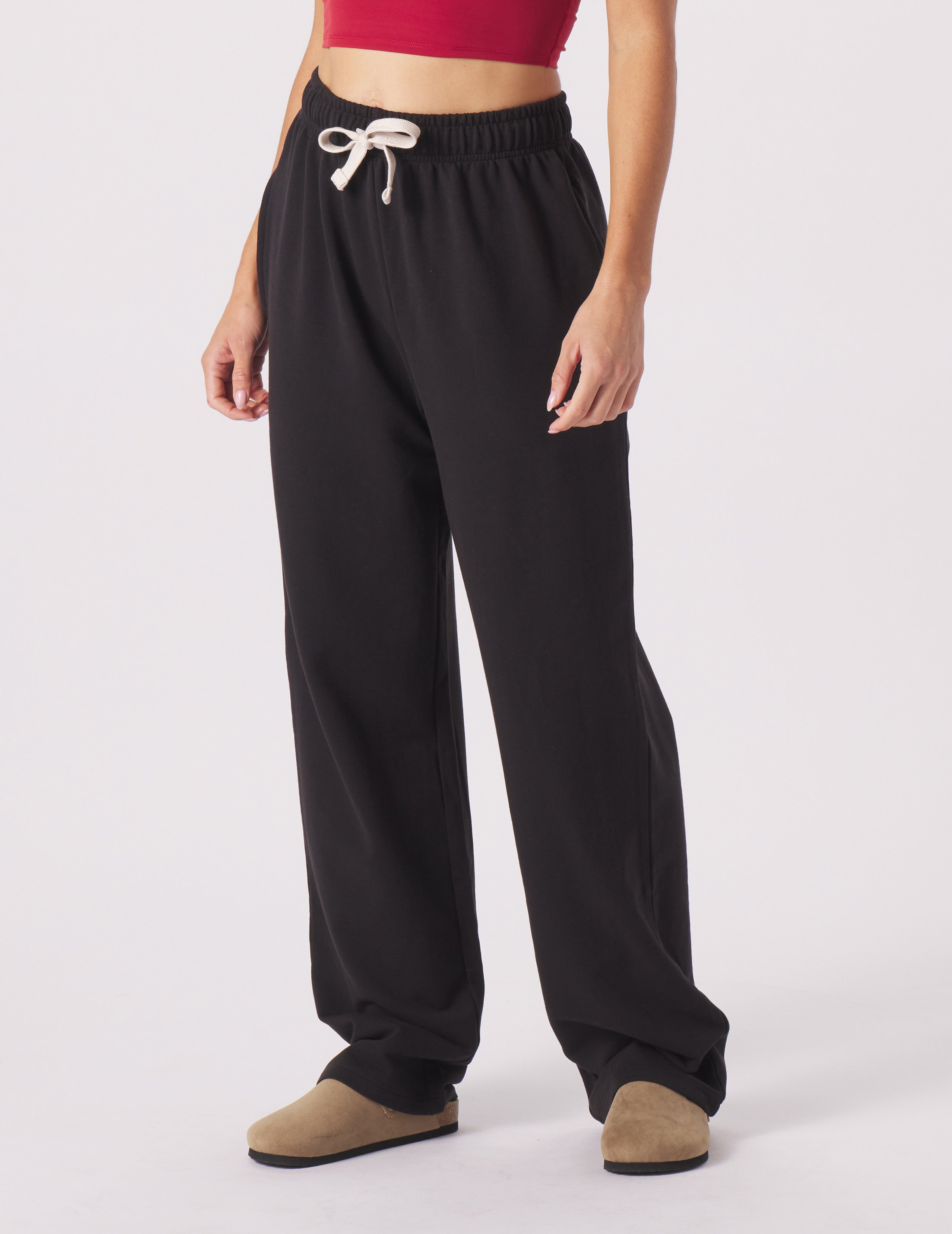 Womens black wide online leg sweatpants