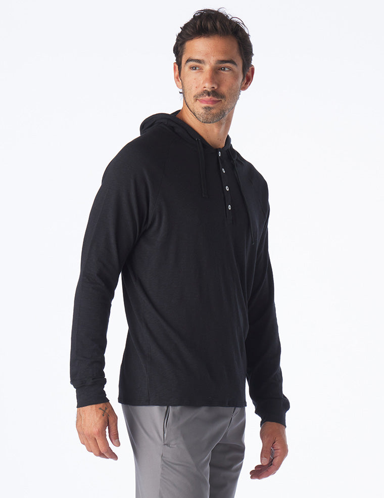 Low Tide Henley Hoodie Black