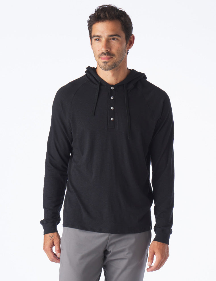 Black henley hot sale hoodie