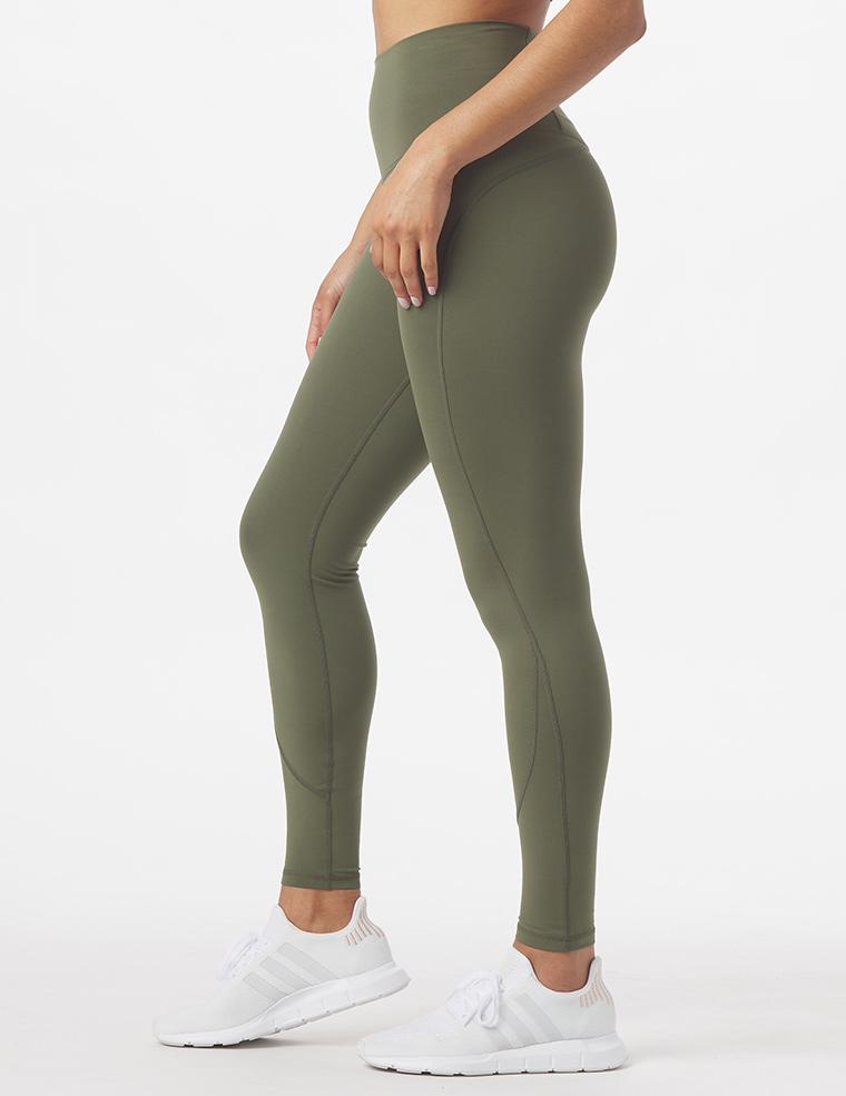 Army Green Middle Waisted Leggings 25”